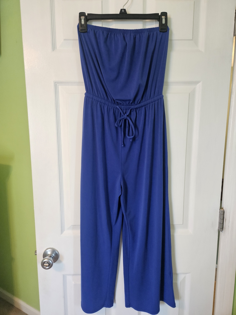Express Royal Blue Strapless Wide-Leg Jumpsuit
